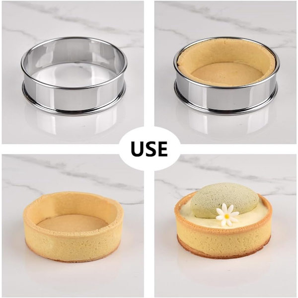 Dessertforme sæt med 6 - Ø 10 cm - Rustfrit stål - Blank overflade - Til bagning, servering