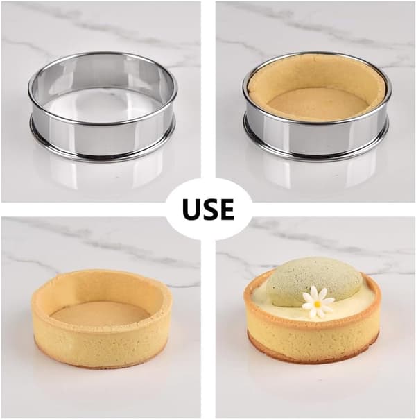 Dessertformer sett med 6 - Ø 10 cm - Rustfritt stål - Blank overflate - For baking, servering