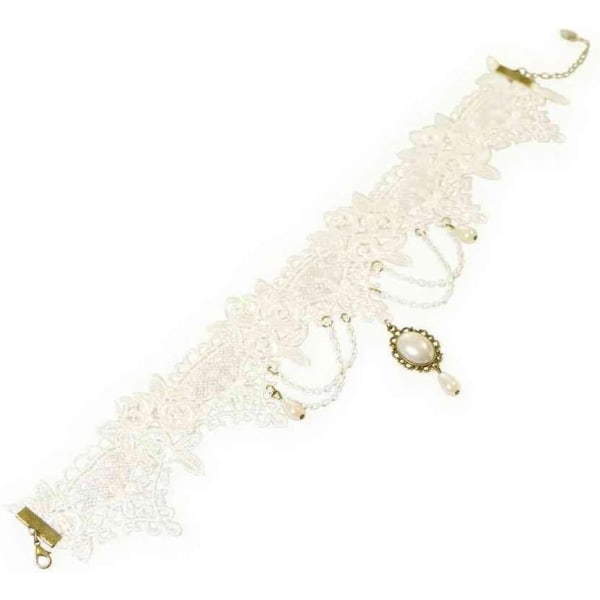 CDQ Vintage gotisk spets Choker halsband med pärlor, vakker vintage gåva gotisk festklänning halsband