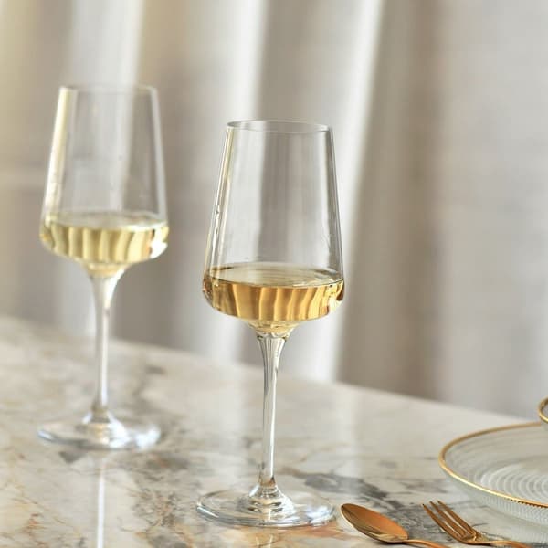 KROSNO Vitvinsglas Set om 6, 400 ml Blyfritt Kristallglas, Diskmaskinssäkra för Hem, Restaurang, Fest