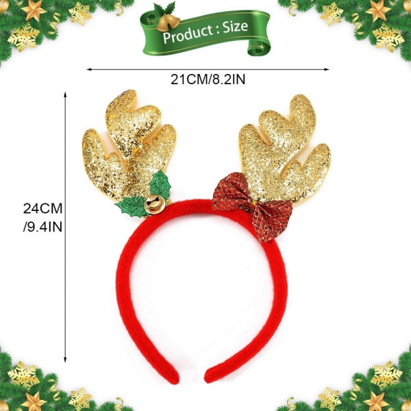 Jule Ren Pandebånd Glitter Xmas Hårbånd Fest Kostume Hårtilbehør til Kvinder Piger (Stil-A)