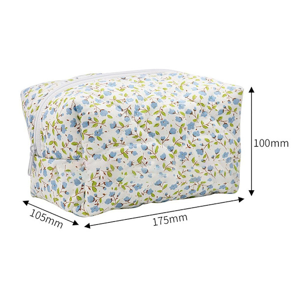 Blomstret Puffy Quiltet Makeup Taske Stor Rejsetaske til Kosmetik RØD RED