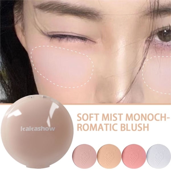 KAKASHOW Soft Mist Let Småfuld Monokrom Pulver Blushe Ice Shake Peach 4g