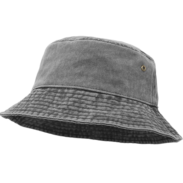 CDQ UltraKey Bucket Hat, Bred Brättad Tvättad Denim Bomull Utomhussol