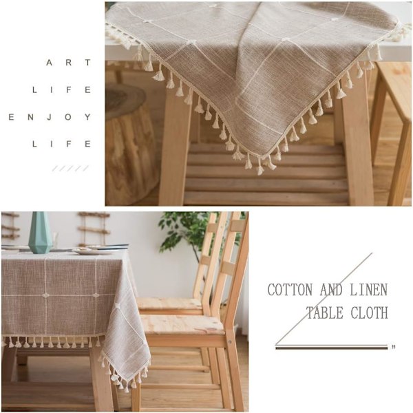 Rectangular Waxed Tablecloth, Outdoor, Stain Resistant, Washable