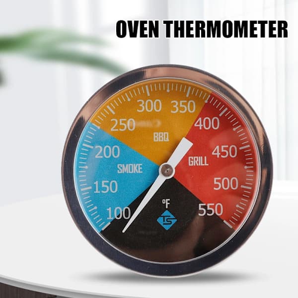 BBQ Grill Termometer Rustfrit Stål Stort Urskive Temperaturmåler til Rygeovn Kulgrill 100 til 550°F