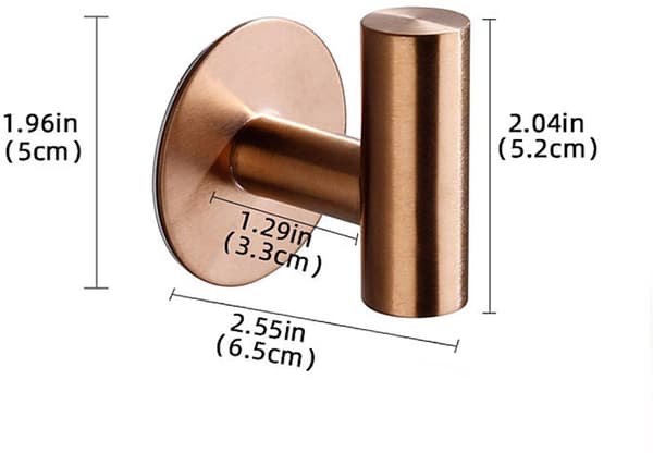 Selvklebende håndklekroker sett med 2 - Rosegull rustfritt stål - 5x6,5x5,2 cm - Runde - Borefri montering