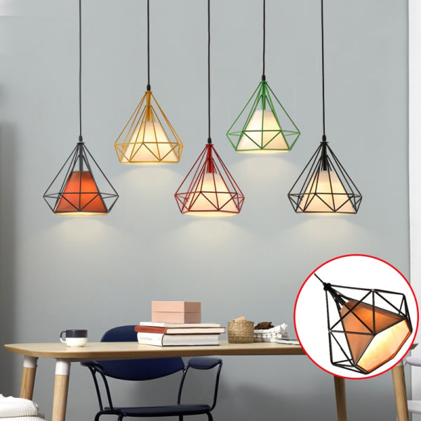 Moderne jernfuglebur-lysekronediamant spisebord lampe dekoration sort & kaffe 25cm uden pære