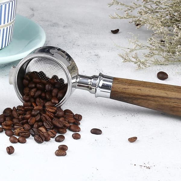 Kaffe bottenlöst portafilter utbytesfilterkorg Kaffetillbehör Rostfritt stål bottenlöst portafilter (1 st, sølv trefärg) zdq