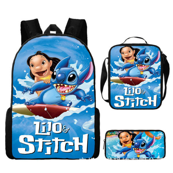 Stitch Ryggsekk Skolesekk Pennskrin Lunsjsekk 3: et sett