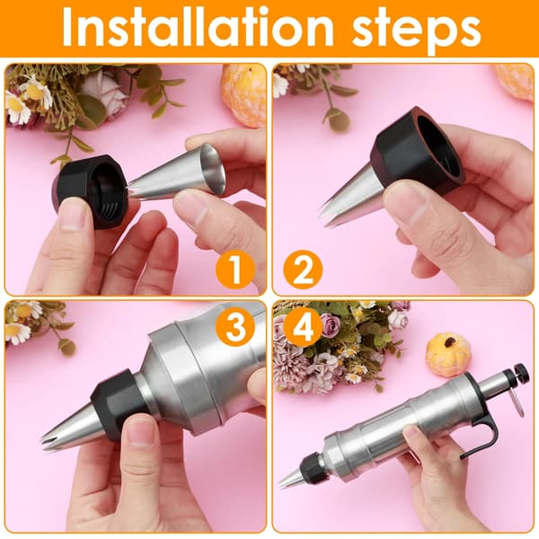 Kagedekorationssprøjtesæt med 6 dyser Glasurdispenser til cupcakes og dessertdekoration Sort