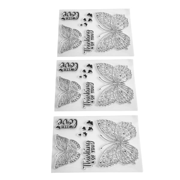 3 stk. transparente stempler sommerfuglform præget DIY Scrapbook kortfremstilling transparent stempel dekoration