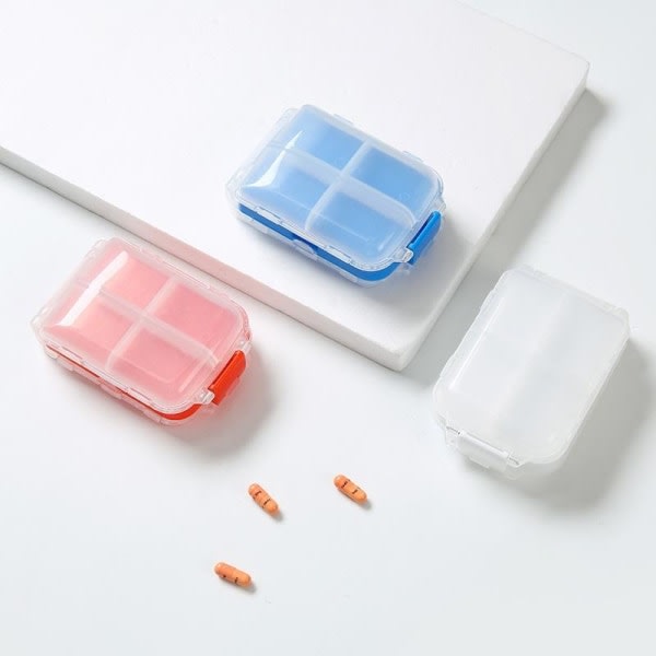 piller burkar medicindosett piller låda pillerbehållare 8 fack orange/vit orange/vit