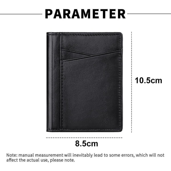 Män Kvinnor Smal Kreditkortsfodral Case Liten läderplånbok med ID-vindue, 8,5*10,5 cm sort