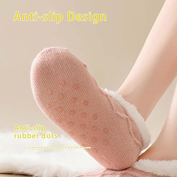 Dame Sokker - Vintervarme - Fluffy Sherpa Inderside - Ultra-Komfortable til Bare Fødder - One Size
