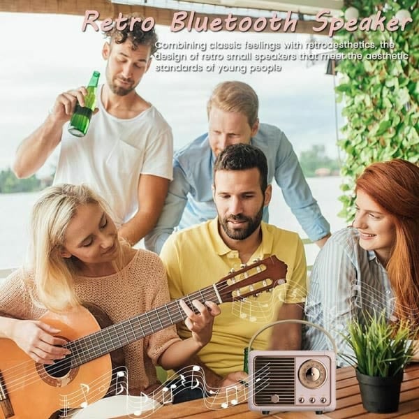 Retro Bluetooth-högtalare, Vintage FM-radio med klassisk stil, hög volym, trådlös Bluetooth 5.0-anslutning, stöd för TF-kort white