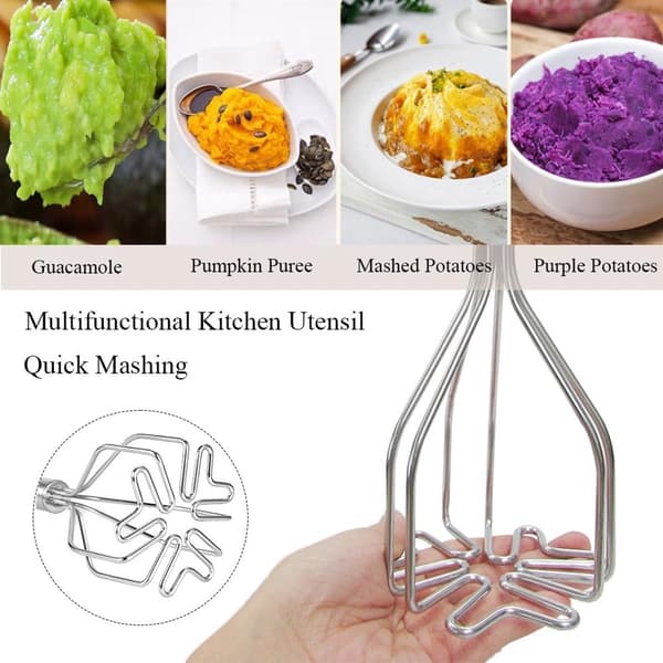 Potetmoser i rustfritt stål, 2-i-1 moser og blender, tåler oppvaskmaskin, for poteter, grønnsaker, babymat, sauser og egg
