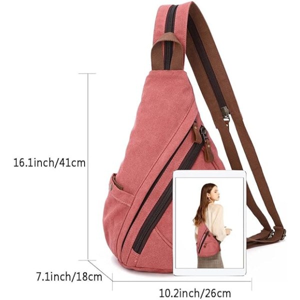 Canvas Sling Bag - Liten Crossbody ryggsäck Skulder Casual Daypack ryggsäck for män kvinnor