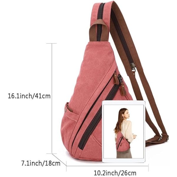 Canvas Sling Bag - Liten Crossbody ryggsekk Skulder Casual Daypack ryggsekk for menn kvinner