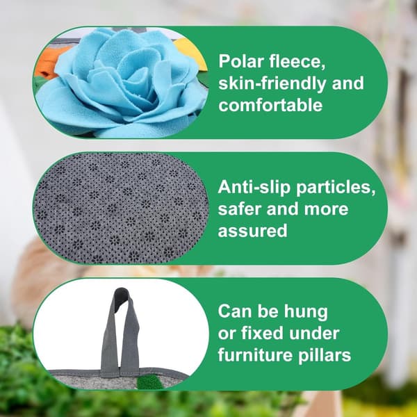 Kanin Snusemåtte 30x30cm Vaskbar Fodermåtte Polar Fleece Godbids-puslespil til Marsvin Ilder Chinchillaer Små Kæledyr, Grøn Blomst