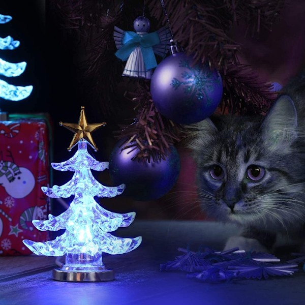 Akryl Juletre Nattlys USB Fargerikt Lyssterk Bordlampe LED Nattlys Juledekorasjon for Barnerom Soverom Hjemfest 2 Stykker