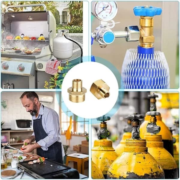 Messing Gasadapter Sæt 1/2 Til 1/4 3/4 Gevindforbindelse Med Tætningsringe Til Campingovne Griller Og Gaskomfurer