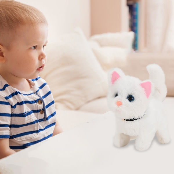 Robotkatt Plyschkatt Gosedjur Interaktiv katt, gå, skälla och röra sig svans Elektronisk katt husdjur, robotkatt kattleksak