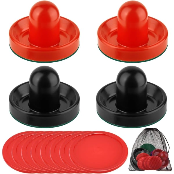 CDQ Ishockeybordsbattingbooster för spelbord (4 körhandtag, 8 puckar) (svart+röd) Svart + Röd