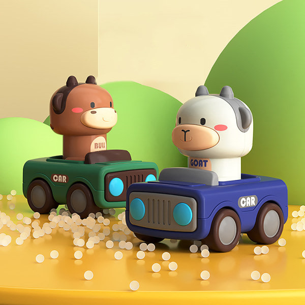 CDQ Press med Crash Resistant Cartoon Car og ShapeMontessori Toy A