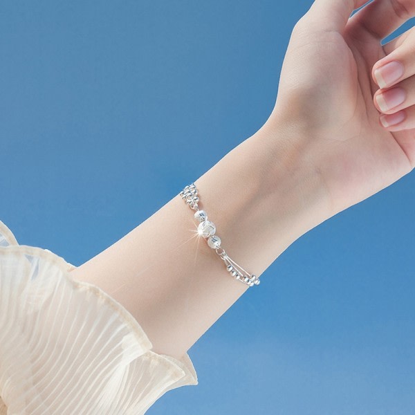 Mode Silverpläterad Rund pärla Charm armbind For Kvinder Flickor zdq