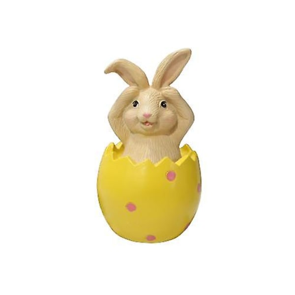 Easter Resin Painted Bunnies Sitting on Eggshell Ornaments for Decorating Gifts