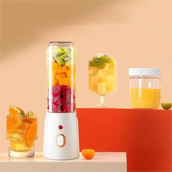 Bærbar trådløs blender elektrisk frugtjuicer maskine til orange isknusning 10 blade hjælpefødevare maskine 1500mA mixer White