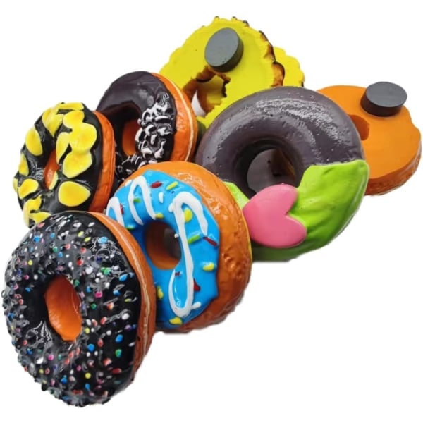 8 st/ Set 3D Resin Kylskåpsmagneter Serie Heminredning (Donut Series)