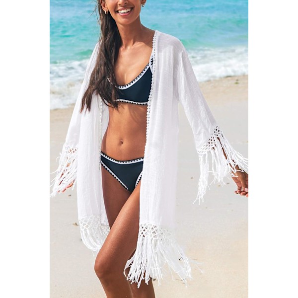 Dame Frans Lang Kimono Cardigan Strand Badedragt Bikini Cover Up
