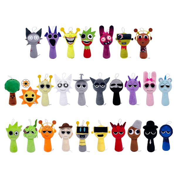 Xbi - Nytt för 2025 Sprunki Plysch Rytmlåda Plyschleksak D Black Topper Head (20cm 60g)