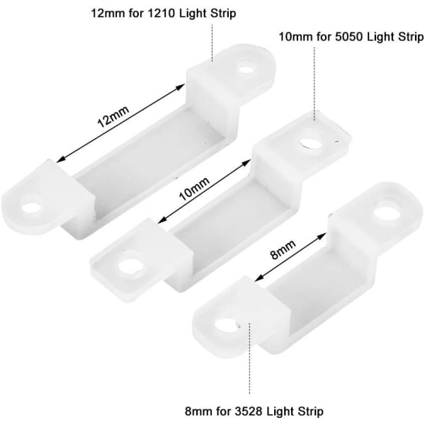 CDQ 100 stk LED lyslist silikon monteringsfeste klips festetilbehør (12mm)