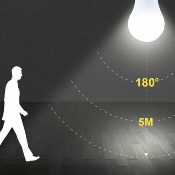 E27 LED-pære, Med bevægelsessensor, 7W, Hvid, 2 stk
