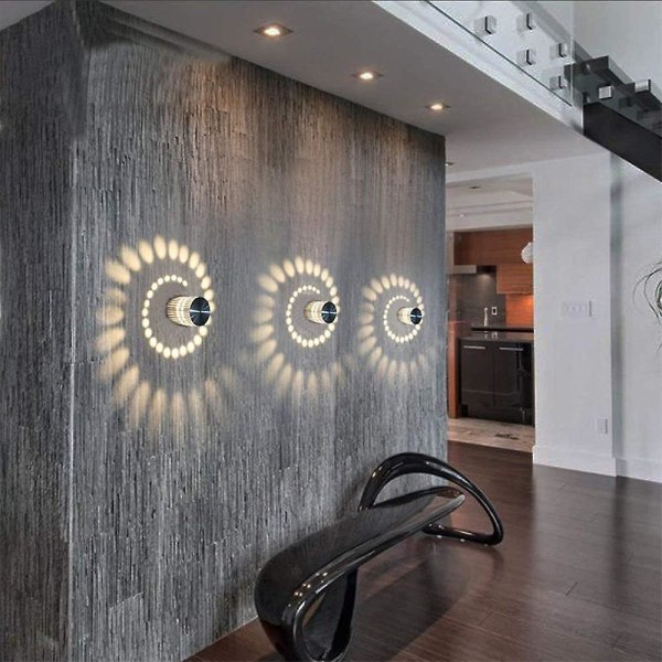 LED indenhus vägglampa moderne effekt 3w aluminium væglampa Gult lys Gult ljus