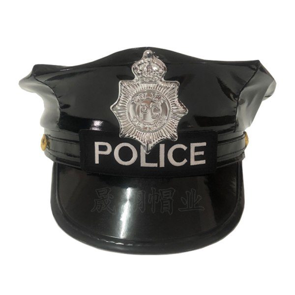 CDQ Polis Hatt Kostym Uniform Hatt för cosplayfest Svart