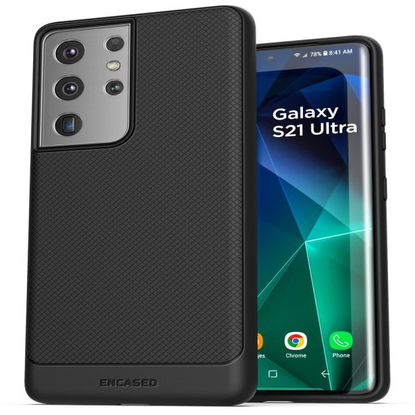 Inkapslat Samsung Galaxy S21 Ultra- case (tunn pansar) Litet cover med flexibelt grepp (svart)