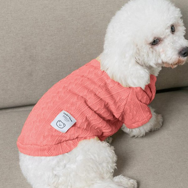 CDQ Vinter Hundeklæder Hundetrøje turtleneck Klassisk kæledyrstrik Pink