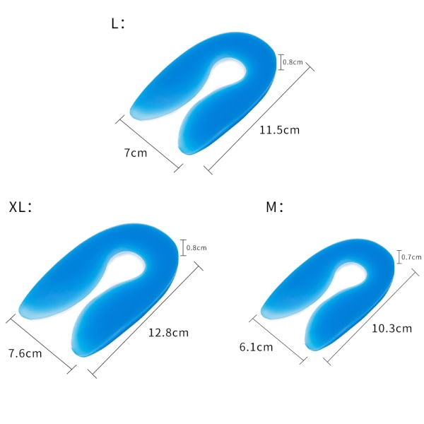 1 par silikon U-formad innersula Kudde Correction Heel Pad L