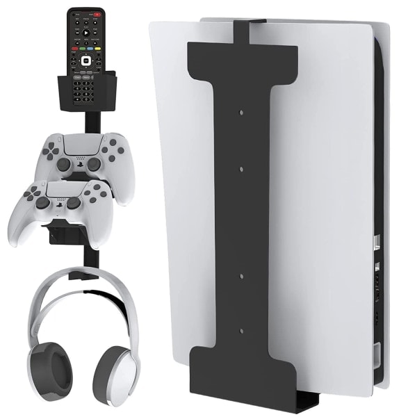 PS5 Pelikonsoli Universaali Seinäkiinnitys, Teline Konsolin Säilytykseen, Ohjainten ja Kuulokkeiden Teline, PS5 Konsolin Teline, Kuulokkeiden Kiinnitys Headphone Grip Bracket