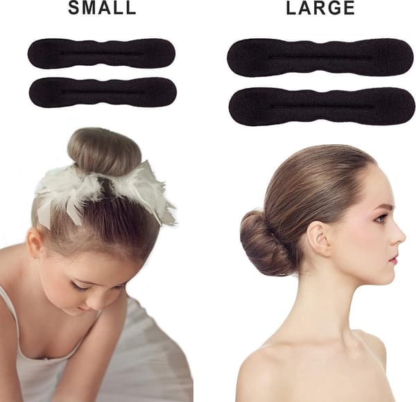 Hår Twister, Skum Svamp Knold Maker til Ballet & Styling, Sort (2 Små, 2 Store)