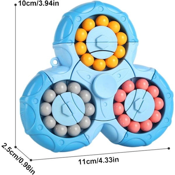 Sexsidig Roterande Finger Rubiks Kub - Sexsidig Avslappning Finger Roterande Leksak - Pussel Avslappning Pusselspel Sensoriska Leksaker (Blå) blue