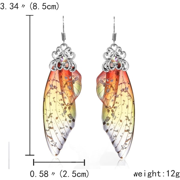 Heyone Butterfly Wing Drop Dingle Örhängen Guldpläterade Kristall Rhinestone för kvinnor flickor bröllop Smycken