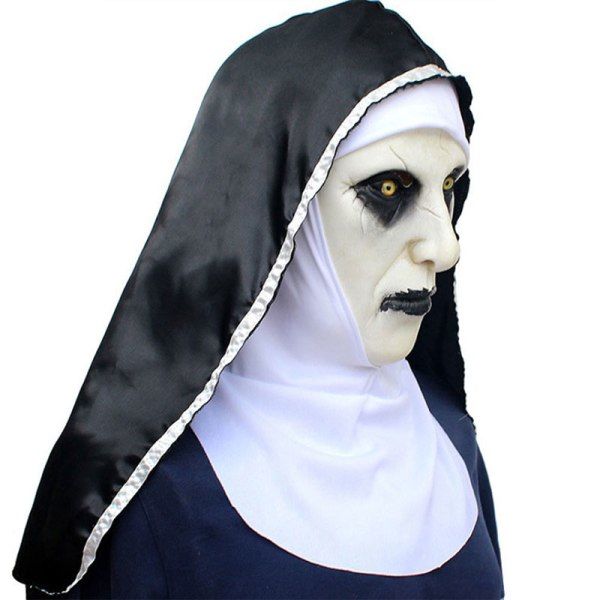 Kauhutar Nunna Lateksimaski w/Headscarf Valak Cosplay f?r Hallow White onesize