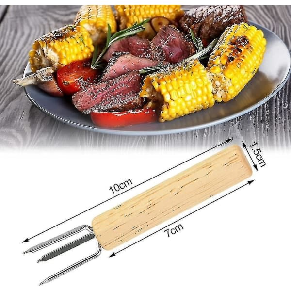 Majsholdere, majskolbeholdere, 8 stk majsspyd, rustfrit stål spyd med træhåndtag til grillning, hjemmelavet mad, picnic, fester og C zdq