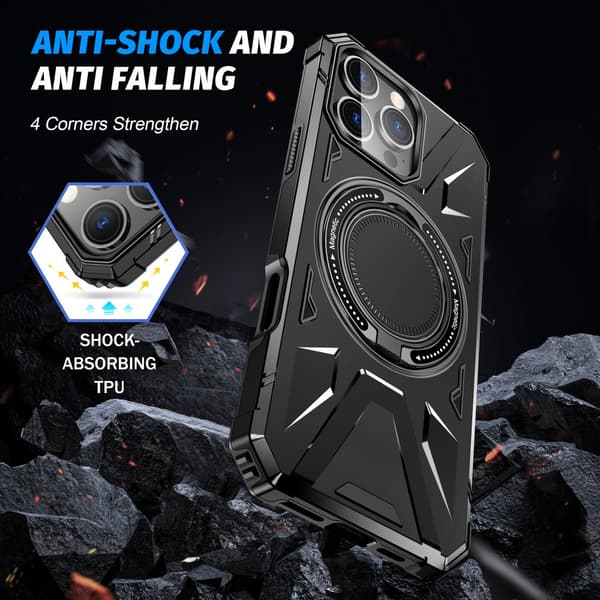 Hybrid Cover, iPhone 16 Pro Max, MagSafe Ring, Sort