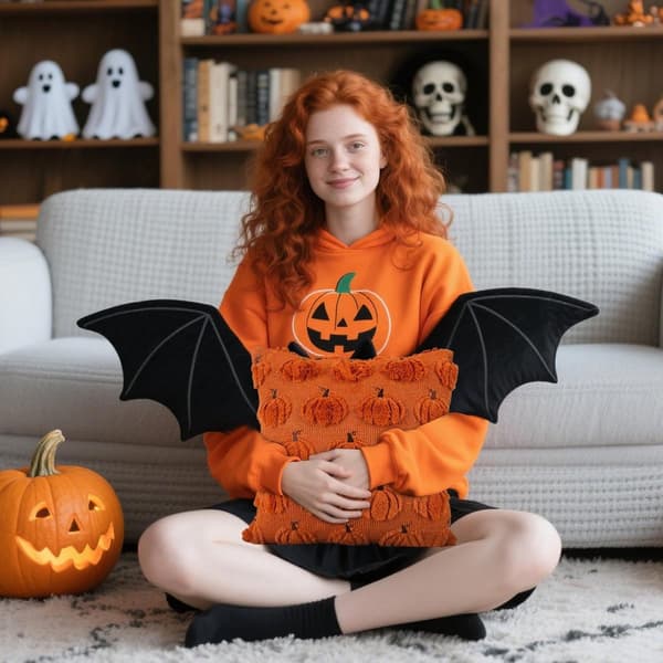 Dekorative pudebetræk - 45*45 cm, græskar Halloween pudebetræk - til sofa, lænestol - uden kerne